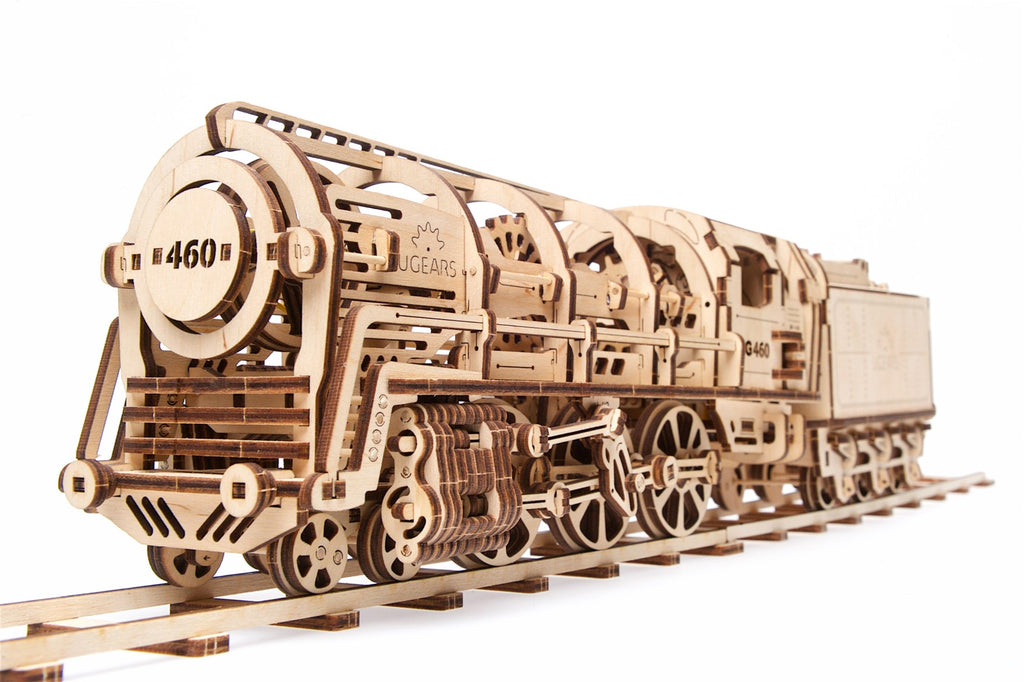 Locomotive with Tender and 50cm Track model kit from Ugears - Bedlam