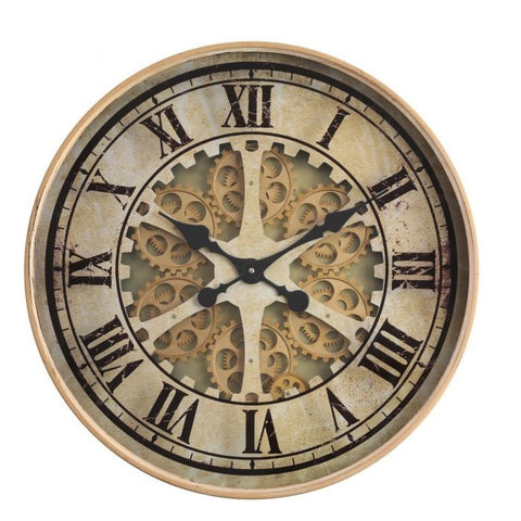 Ragnar gold round exposed gear movement wall clock
