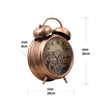 Newton copper bell exposed gear bedside clock from Chilli Temptations dimensions