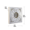 Persian mirrored square exposed gear movement wall clock from Chilli Temptations dimensions