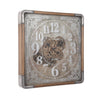 Roma mirrored gold square exposed gear movement wall clock from Chilli Temptations angled