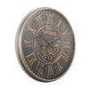 Antique Roman bronze round exposed gear movement wall clock from Chilli Temptations angled
