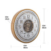 Chateau mirrored round gold exposed gear movement wall clock from Chilli Temptations dimensions