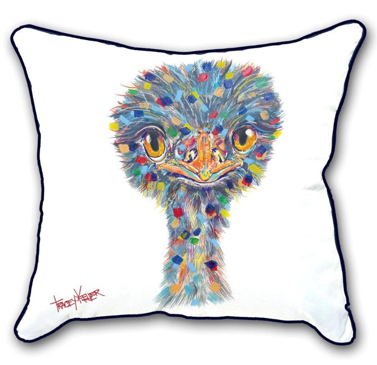 Emu Stare cushion cover by Tracey Keller - Bedlam