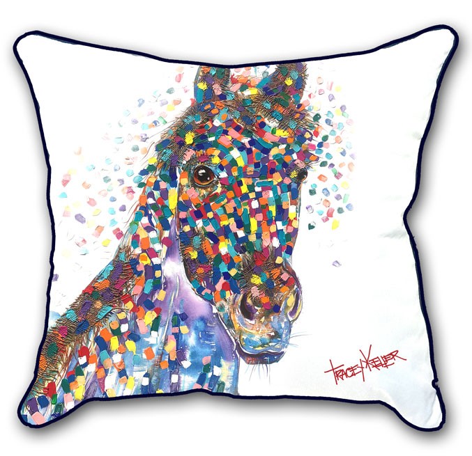 Horse Blue cushion cover by Tracey Keller - Bedlam