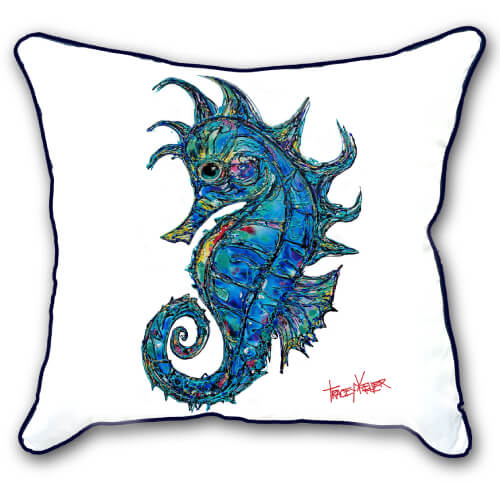 Seahorse Flow cushion cover by Tracey Keller - Bedlam