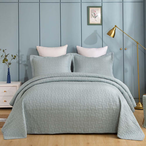 Embroidered Jade coverlet set