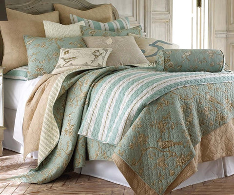 Lyon Teal coverlet set
