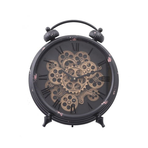 Eddison round exposed gear movement mantle clock