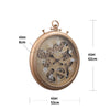 French gold chronograph round exposed gear movement wall clock from Chilli Temptations dimensions