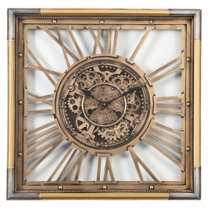 Roma gold square exposed gear movement wall clock from Chilli Temptations