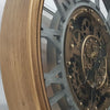 Venetian classic gold and silver round exposed gear movement wall clock from Chilli Temptations angled