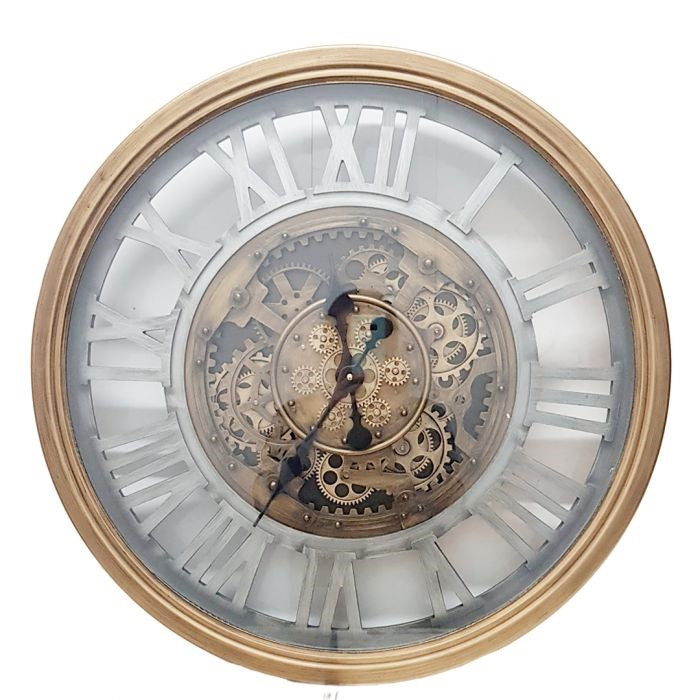 Venetian classic gold and silver round exposed gear movement wall clock from Chilli Temptations