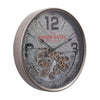 Paris Union Hotel modern round exposed gear movement wall clock in silver angled