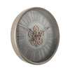 George modern round exposed gear movement wall clock in grey from Chilli Temptations angled