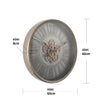 George modern round exposed gear movement wall clock in grey from Chilli Temptations dimensions