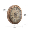 Bassett industrial copper round exposed gear movement wall clock from Chilli Temptations dimensions