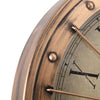 Bassett industrial copper round exposed gear movement wall clock from Chilli Temptations closeup