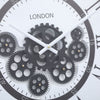 London modern round black and white exposed gear movement wall clock from Chilli Temptations gears