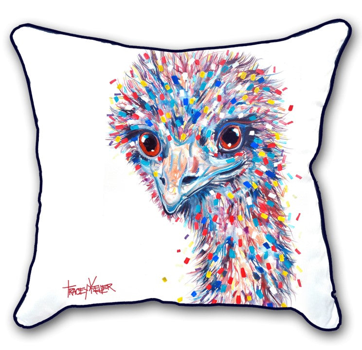 Emu cushion cover by Tracey Keller - Bedlam